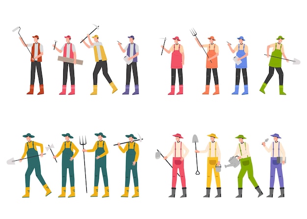 Free vector a variety of job bundles for hosting illustration work such as farmers