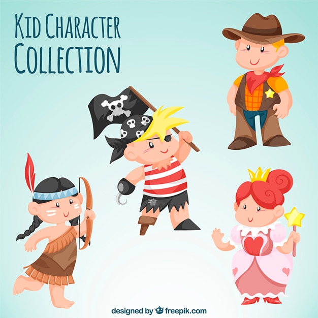 Free vector variety of kids wearing costumes