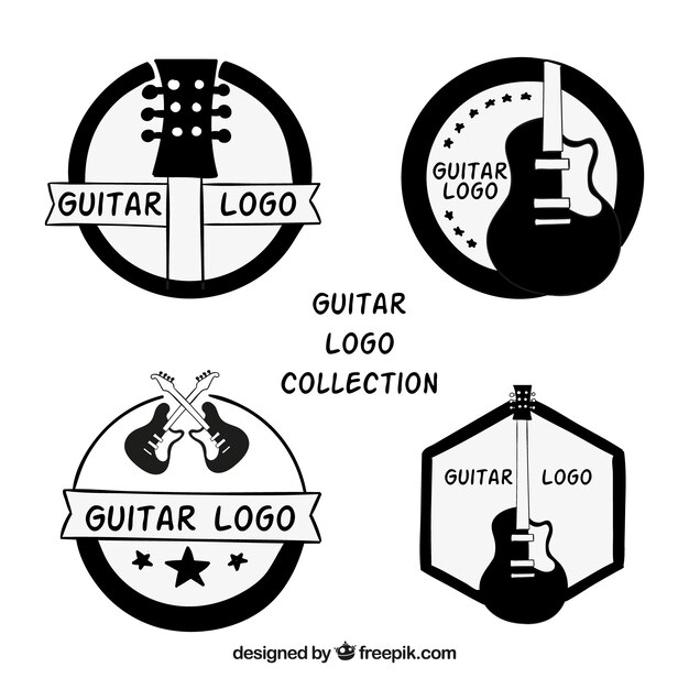 Variety of logos with hand-drawn guitars