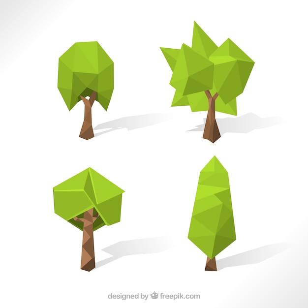 Variety of low poly trees