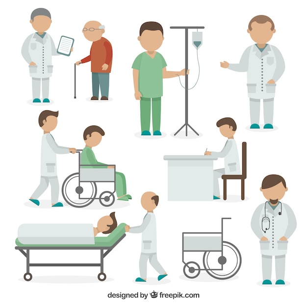 Free vector variety of medical situations in flat style