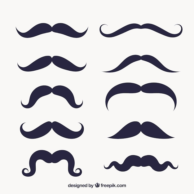 Variety of mustaches in flat design