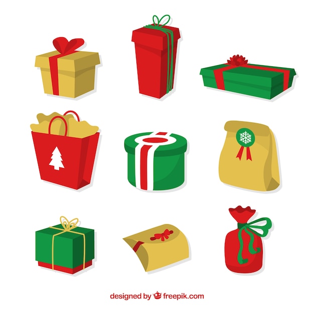 Free vector variety of nice christmas gifts