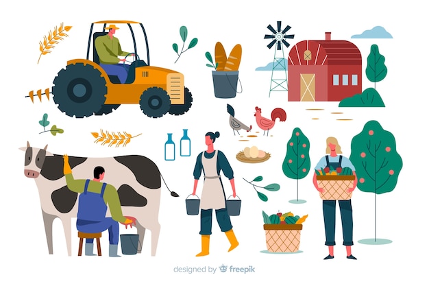 Бесплатное векторное изображение Разнообразие видов деятельности от сельскохозяйственных работников