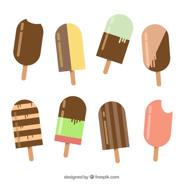 Бесплатное векторное изображение Разнообразие аппетитных мороженого в плоском дизайне