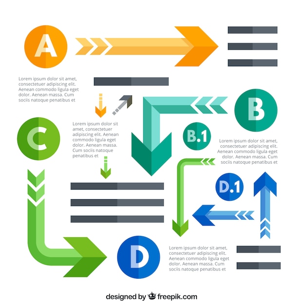 無料ベクター infographyに設定された矢印のさまざまな