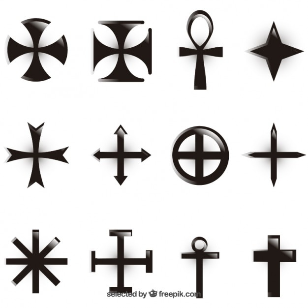 Бесплатное векторное изображение Разнообразие черных крестов