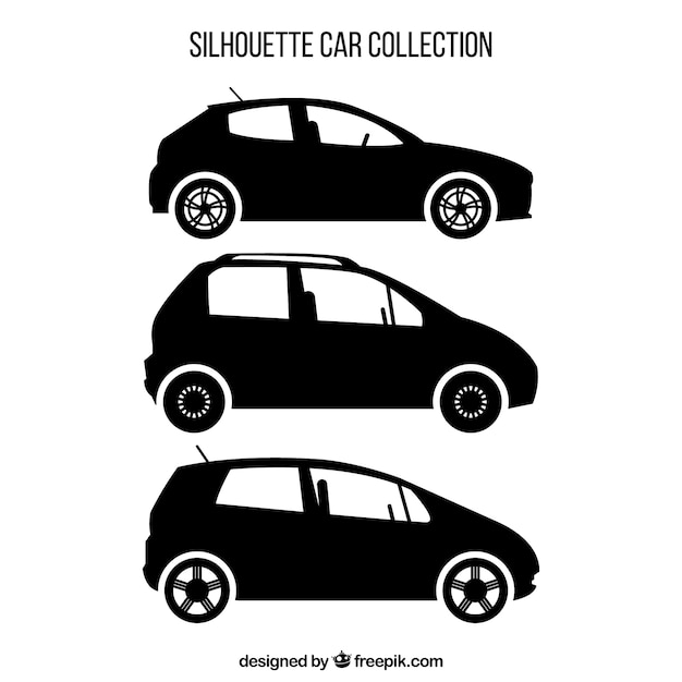 Бесплатное векторное изображение Разнообразие силуэтов автомобилей