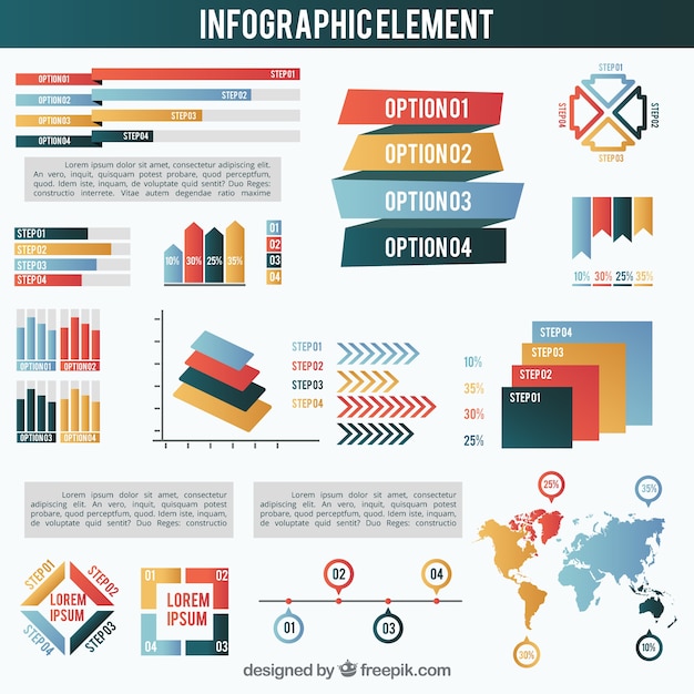 무료 벡터 다채로운 infographic 요소의 다양 한