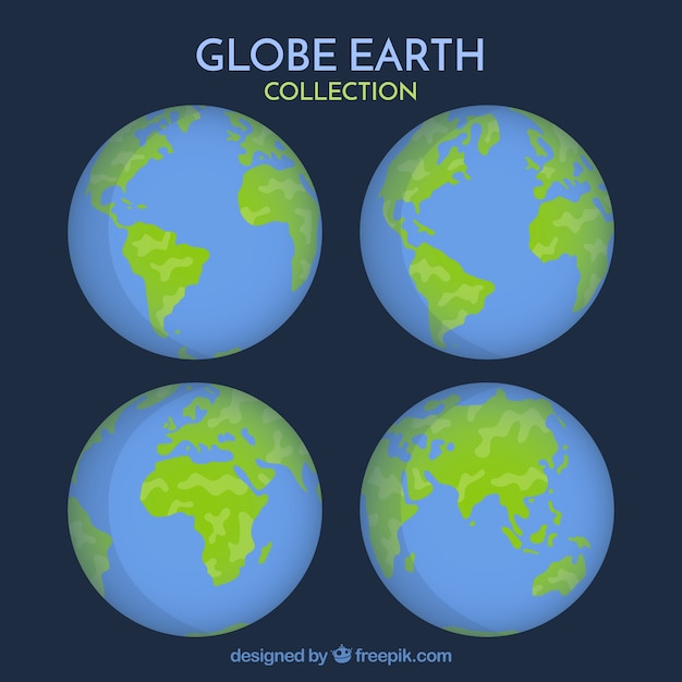 フラットデザインの様々な地球の球