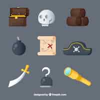 Бесплатное векторное изображение Разнообразие великолепных пиратских элементов