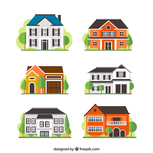 Бесплатное векторное изображение Разнообразие домов