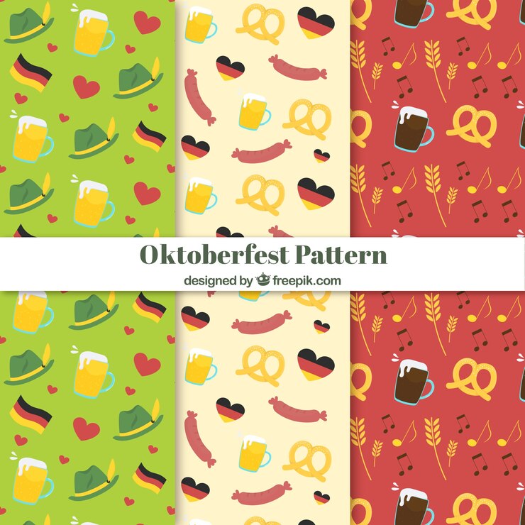 Free Vector variety of oktoberfest patterns