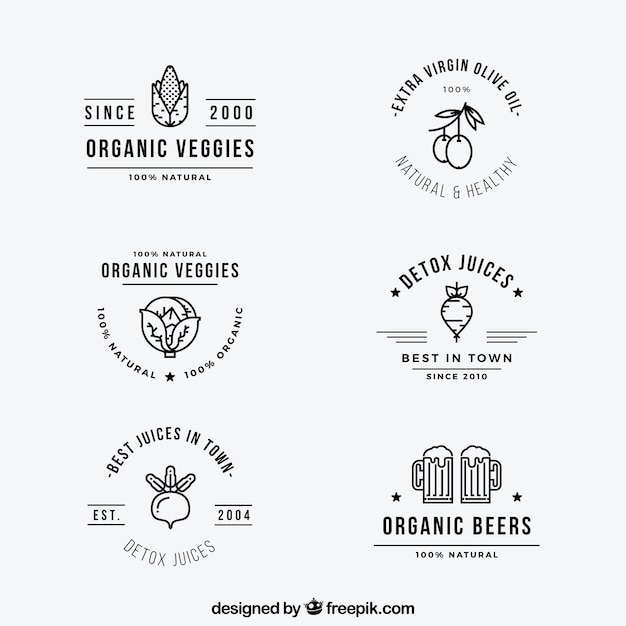 Free vector variety of organic food labels in flat design