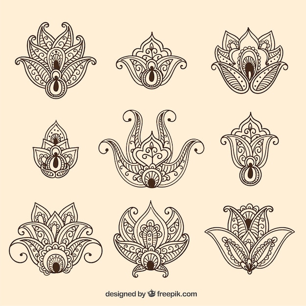 Free vector variety of ornamental flowers