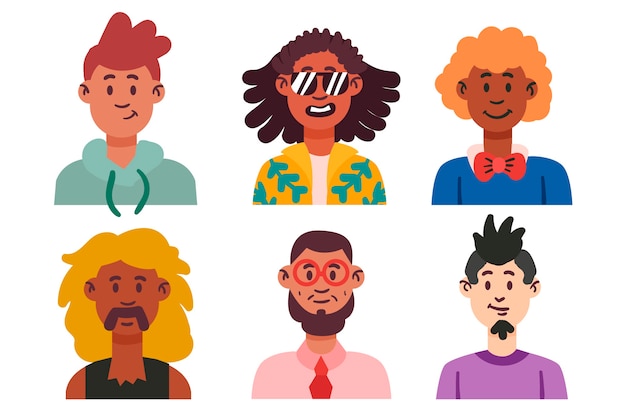 Free vector variety of people avatars