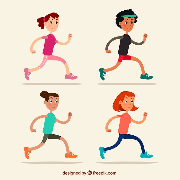 Variety of people running