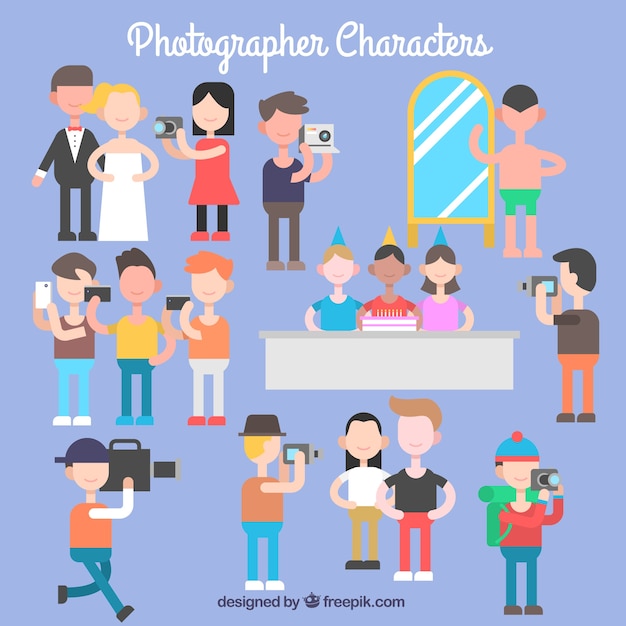 Variety of photographer characters