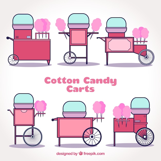 Variety of pink cotton candy carts