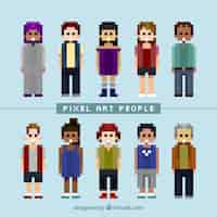 Free vector variety of pixilated people