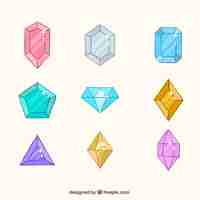 Free vector variety of precious gems in flat design