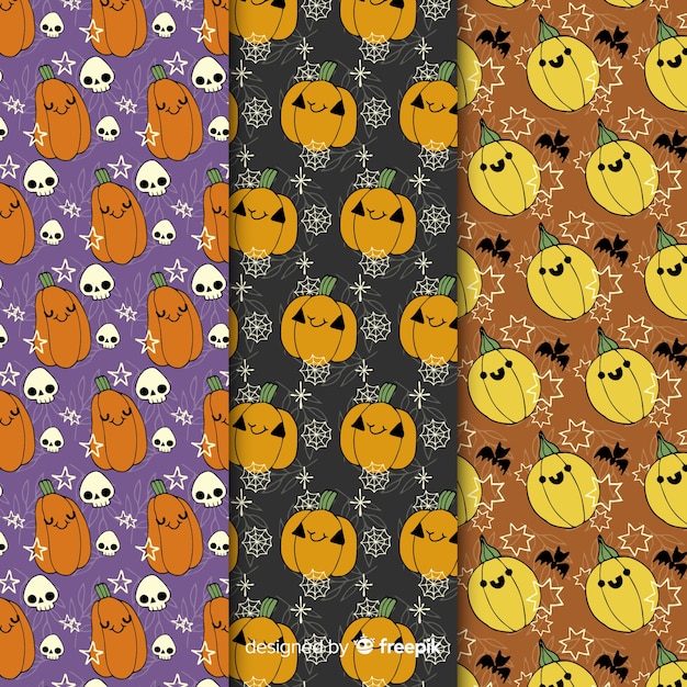 Variety of pumpkins halloween seamless pattern