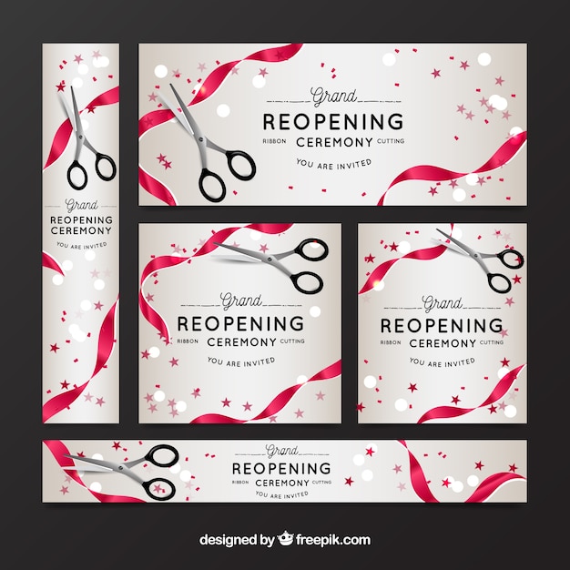 Free vector variety of realistic opening party banners