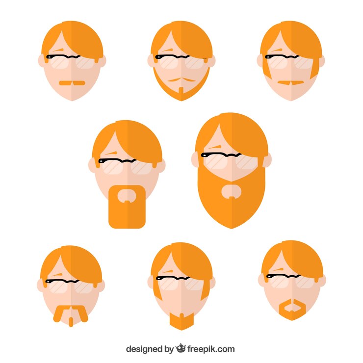 Free Vector variety of red hair man avatars
