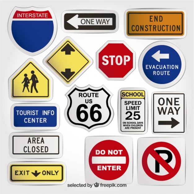 Free vector variety of road signs