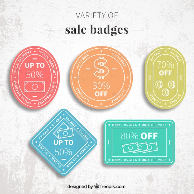 Free vector variety of sale badges with different colors