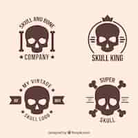 Free vector variety of skull logos in flat design