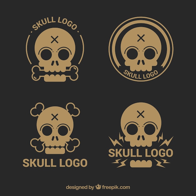 Free vector variety of skull logos in vintage style