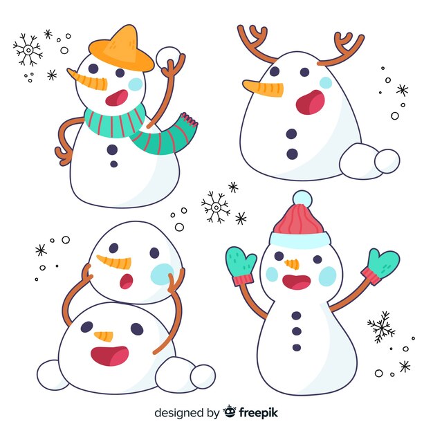 Free vector variety of snowman postures collection