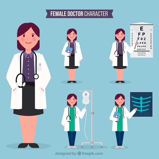 Variety of specialized female doctors