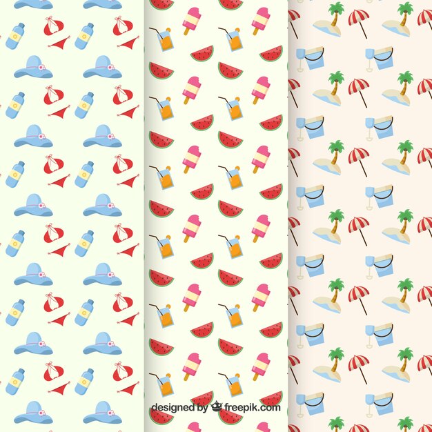 Free Vector variety of summer patterns with flat items