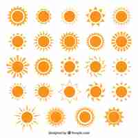 Free vector variety of sun icons