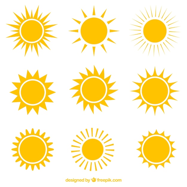 Free vector variety of suns icons