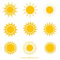 Free vector variety of suns icons