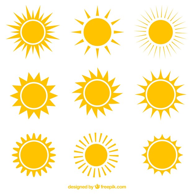 Variety of suns icons