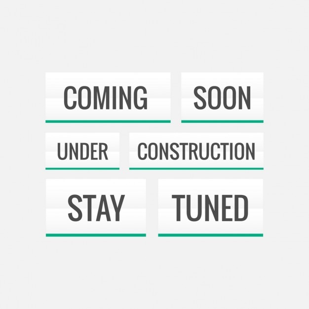 Free Vector variety of texts "coming soon" and "under construction"