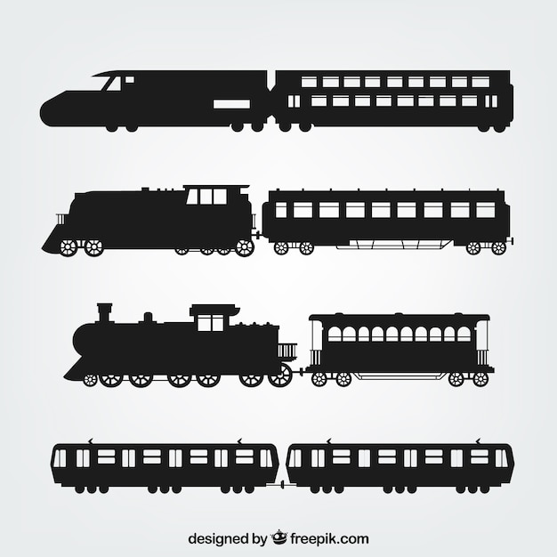 様々な列車のシルエット