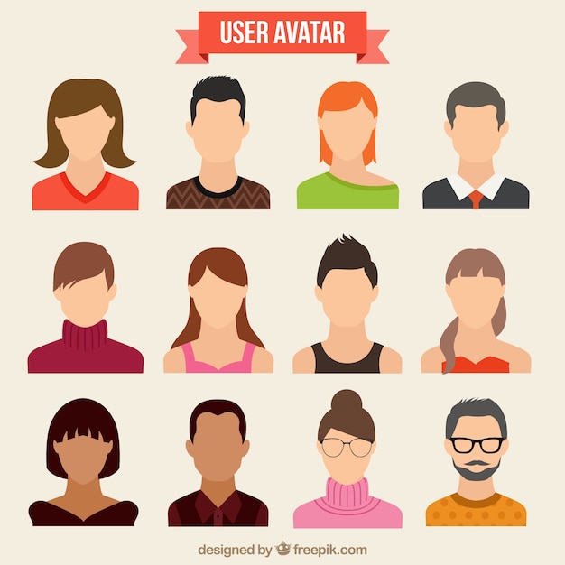 Variety of user avatars Premium Vector