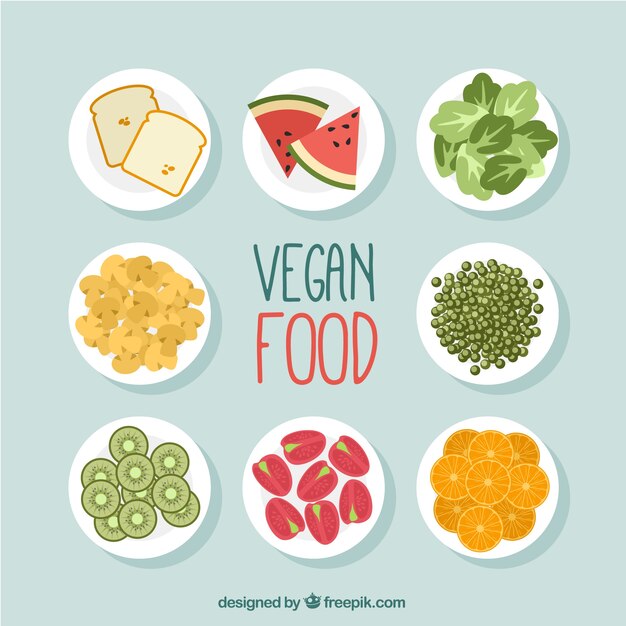 Free vector variety of vegan food dishes