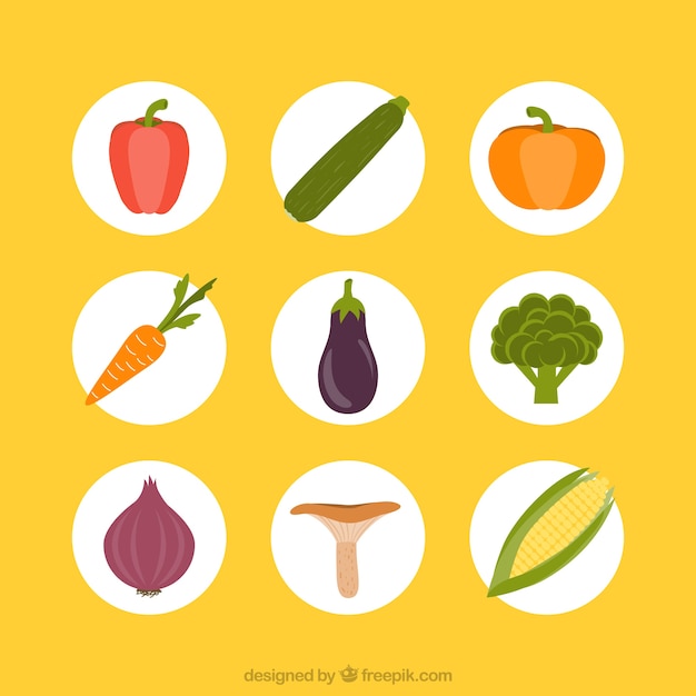 Variety of vegetables icons