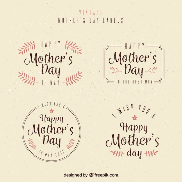 Variety of vintage mother's day labels