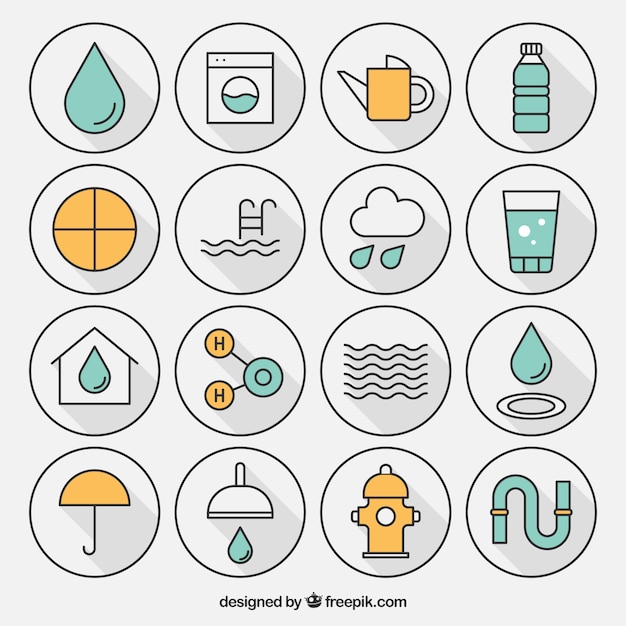 Free vector variety of water icon