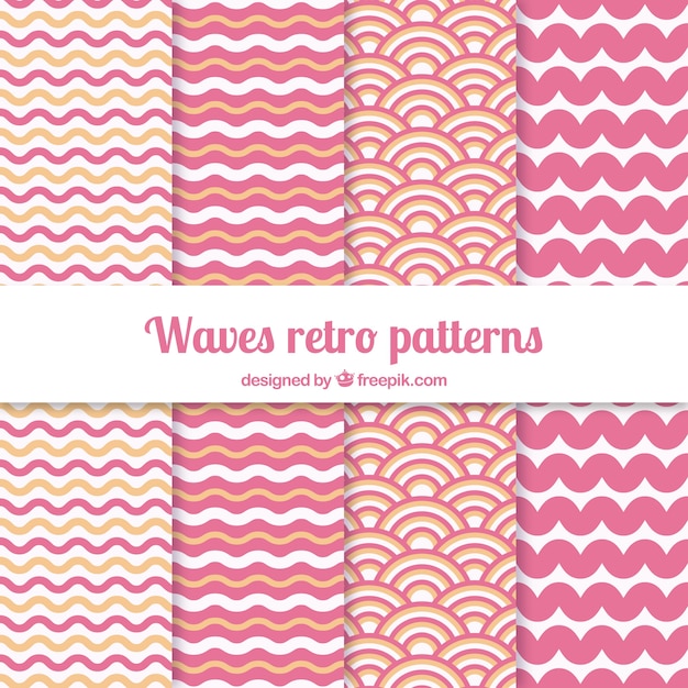 Free vector variety of waves patterns in pink color