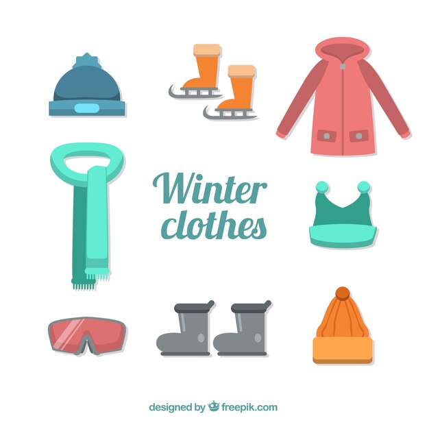 Variety of winter clothes