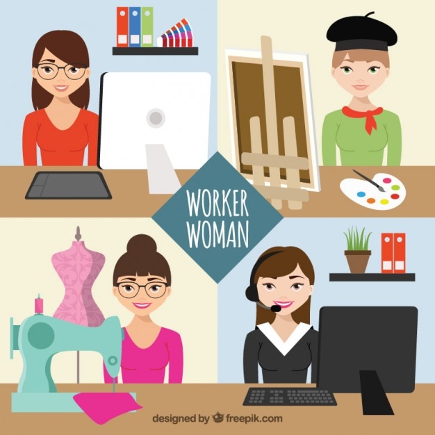 मुफ़्त वेक्टर variety of worker women