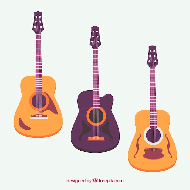 Free vector various acoustic guitars